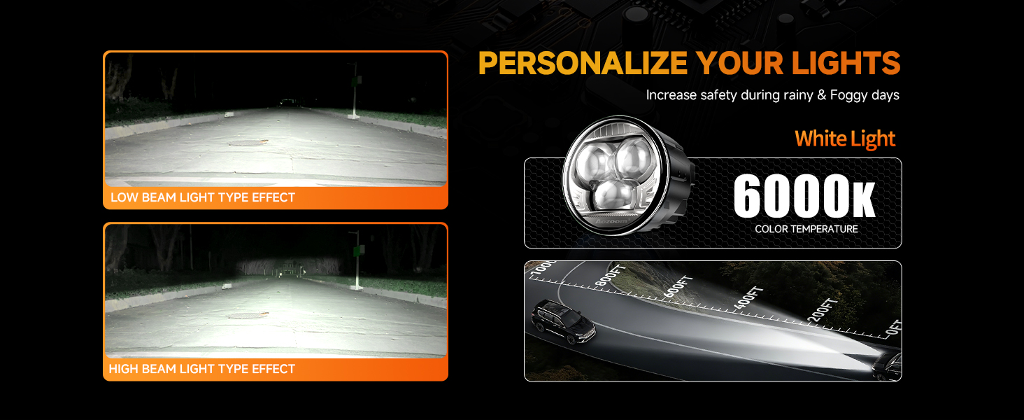 Aozoom F35 Series 3.5-inch Universal Fog Lights, Bi-Beam detail 7